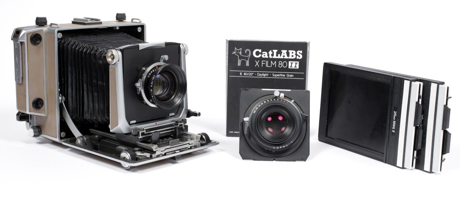 Linhof Technika V 4X5 camera w/ 150mm + 210mm MC Lenses + film + 